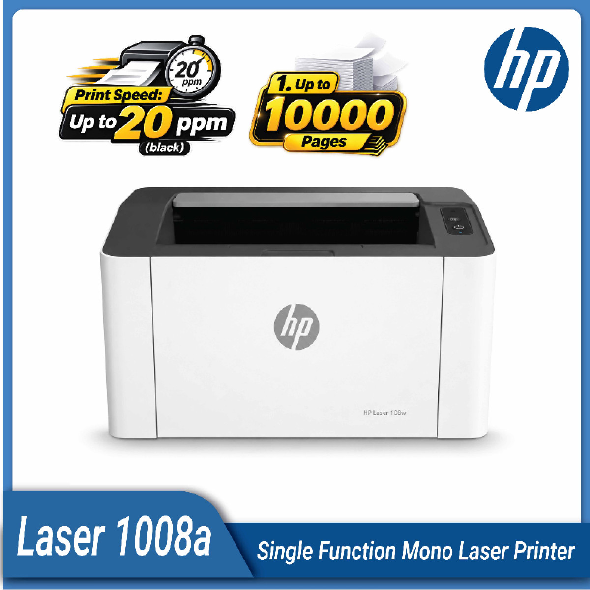 HP LaserJet Printer 1008A 20ppm 400MHz 128MB Single Function Printer