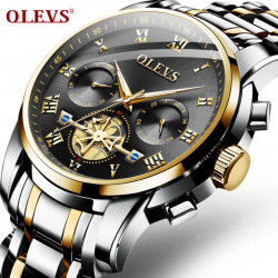 Olevs-2859-Chronograph Watch Black & Golden