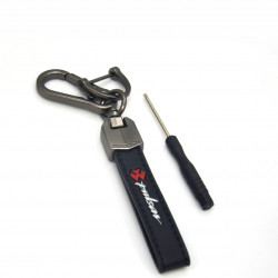 Leather alloy Pulsar bike key ring