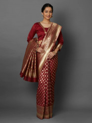 Printed Silk Saree With Blouse Piece For Women