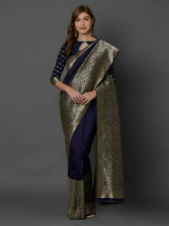 Printed Silk Saree With Blouse Piece For Women
