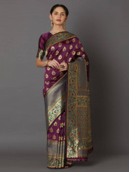 Printed Silk Saree With Blouse Piece For Women