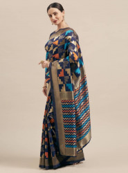Printed Silk Saree With Blouse Piece For Women
