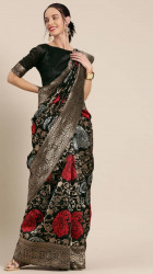 Printed Silk Saree With Blouse Piece For Women