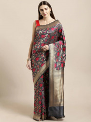 Printed Silk Saree With Blouse Piece For Women