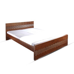 MDF Process Wood Bed - 5*7 Feet - Dark Brown - FHB01