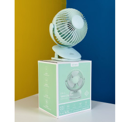 WiWu FS03 Mini Clip Fan 2-in-1 360 Degree Rotation Rechargeable Fan - Light Green