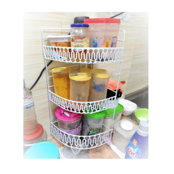 3 Layer Corner And Wall Hanging Kitchen Organizer And Pots Rack - White