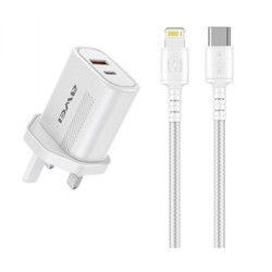 Awei PD6 PD 20W Plus QC3.0 Super Fast Charging Charger Combo With A Lightning PD Cable Suit