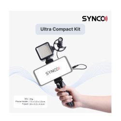 Synco Vlogger Kit2 With Cardioid Microphone and LED Video Light - Black