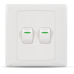 MEP P7003 / ELG002GO Elegant 2 Gang 1 Way Switch - White