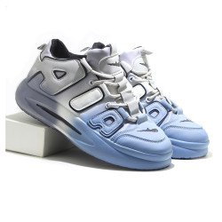 Pu Leather Sneaker Shoe For Men - Gray and Blue - MSK 427