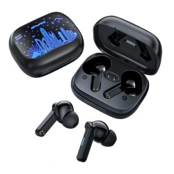 Awei T53 Tws Bluetooth 5.3 Gaming Wireless Colorful Light Earbuds - Black