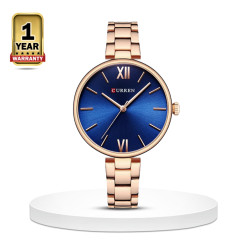 CURREN 9017 Stainless Steel Analog Watch For Women - Royal Blue and Rose Gold