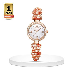 OLEVS 9958 Stainless Steel Inlaid Diamond Retro Elegant Wrist watch For Women - Rose Gold