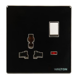 Walton CRYSTAL SERIES Switches - WC3PS 3 Pin Universal Socket with Switch