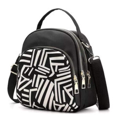 Nylon Multilayer Crossbody And Shoulder School Bag For Women - White & Black - B-B02