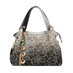 Leather Purse Handbag For Women - Gold & Black