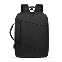 Nylon Multifunctional Laptop Backpack - Black - LB-21