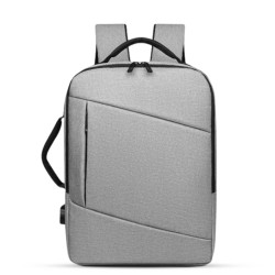 Nylon Multifunctional Laptop Backpack - Gray - LB-22