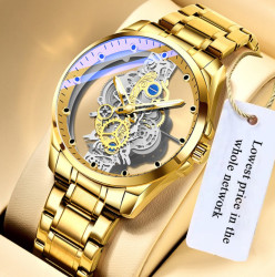 2023 New Men Watch Skeleton Automatic quartz Watch Gold Skeleton Vintage Man Watch