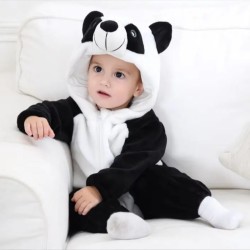 Baby Boy/Girl Cute Panda Design Fluff Long Sleeve Hooded Romper