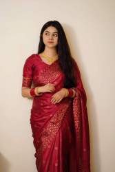 Half Silk Sharee with Blouse Piece(Red)