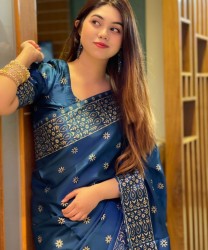 Half Silk Sharee with Blouse Piece(Blue)