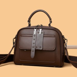 High end ladies' handbag multi-layer large capacity commuting bag (Coffee)