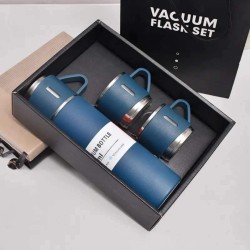 Steel Vacuum Flask Set with 3 Steel Cups Combo-500ml Double-Layer Stainless Steel - Teal