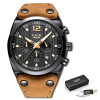 LIGE 9890 Top Brand Luxury Chronograph Leather Sport Quartz Wrist Watch