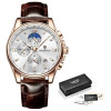 LIGE 8951 Top Brand Leather Chronograph Waterproof watch