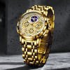 LIGE Sport Men Watch Top Brand Luxury Gold Stainless Steel Watch