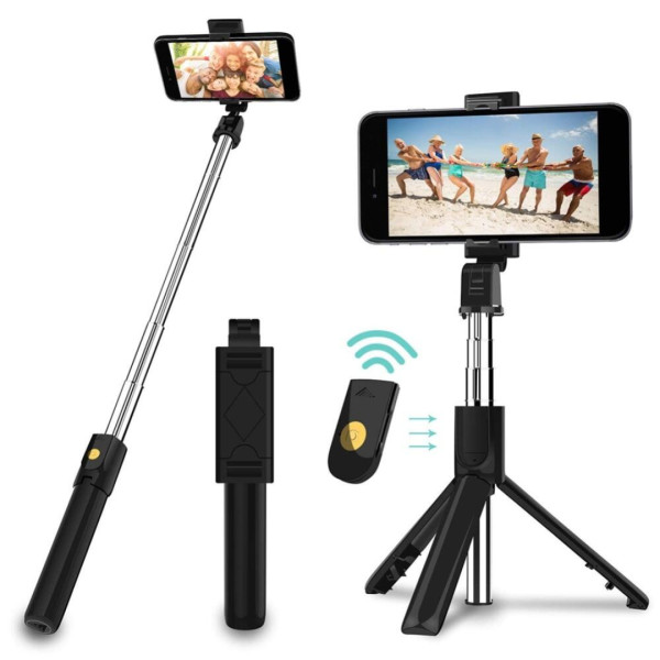 Flexible Bluetooth Remote Control Selfie Stick Tripod Stand For Phone Camera - K07 - Black