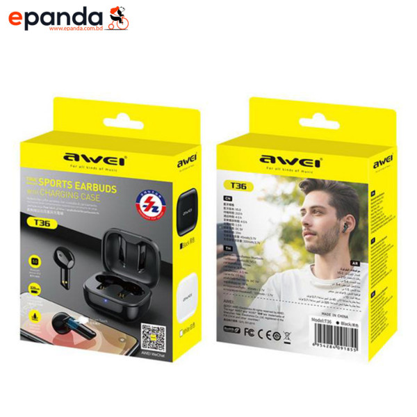 Awei T36 TWS Wireless Earbuds - Black