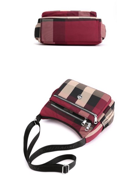 Chic Waterproof Plaid Multi Pocket Crossbody Hobo Bag(Red Color)