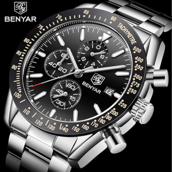 POEDAGAR Black Men’s Watches Top Brand Luxury Chronograph Watch