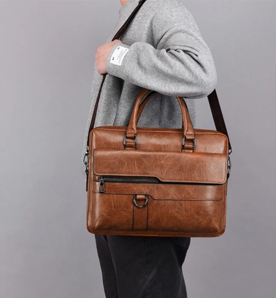 Amsburg Laptop Leather Bag(Chocolate color)