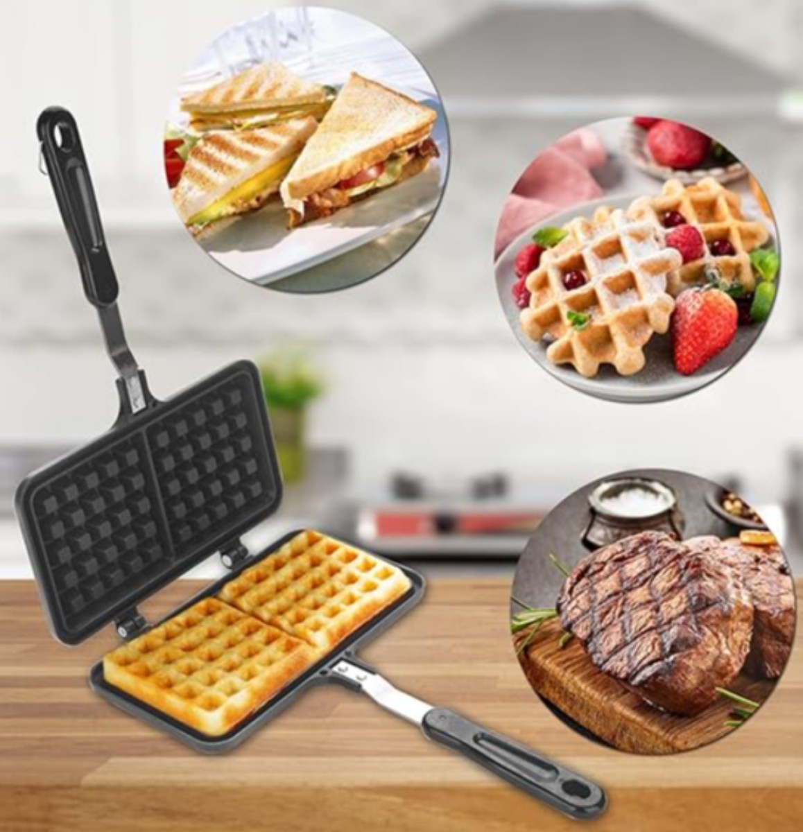 Non-stick Twin Waffle Maker-2541