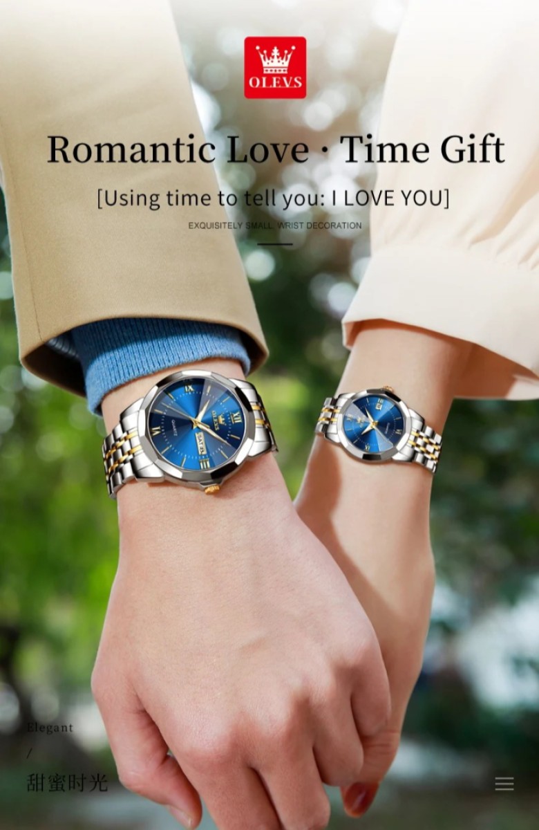 Olevs Stylish Couple-Blue Watch