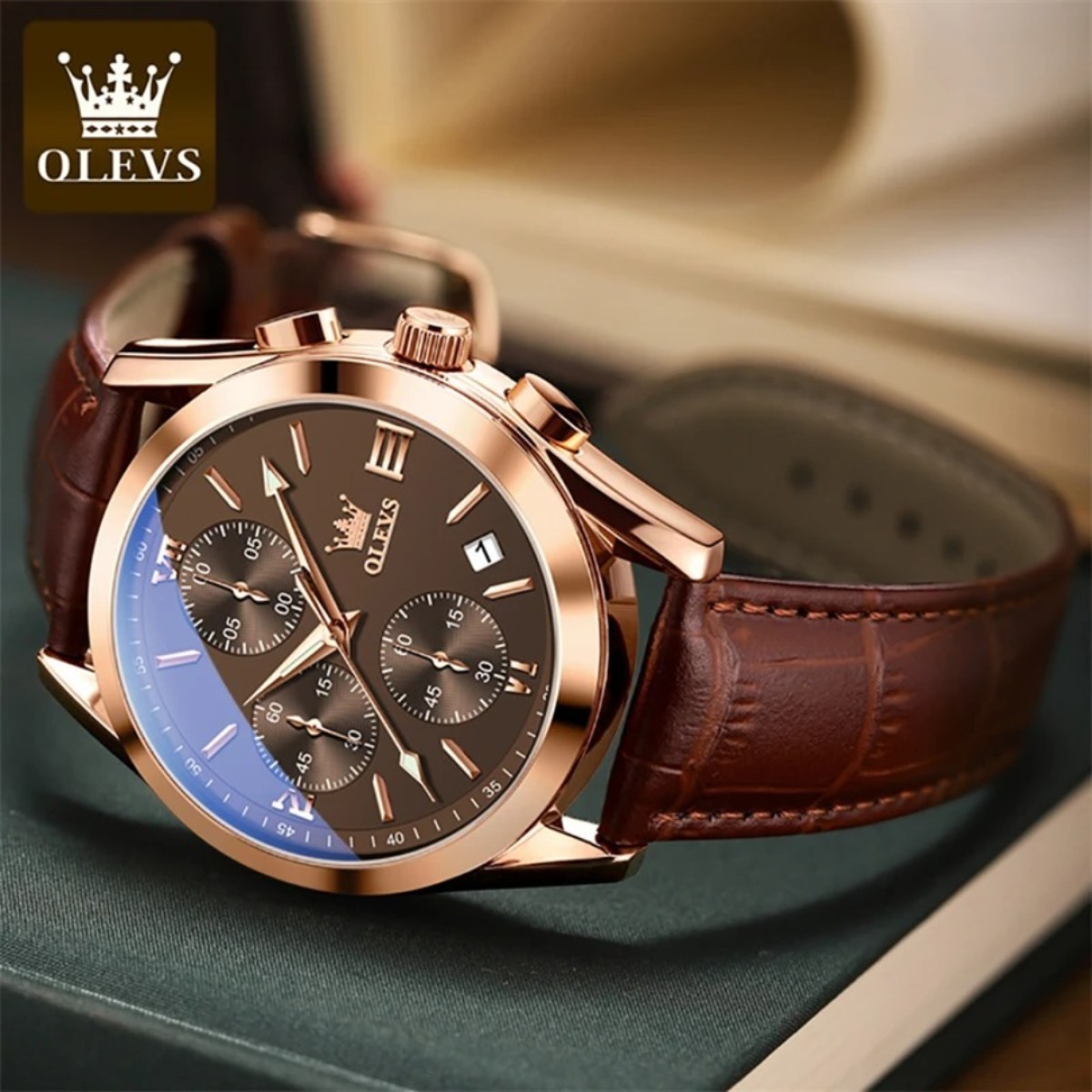 Olevs 2872 Fashionable Analog leather Men's Watch