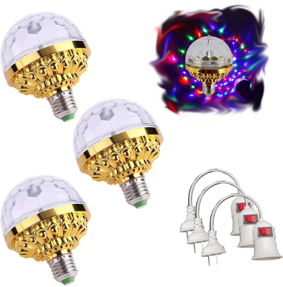 E27 Colorful Rotating Light Disco Ball Bulb