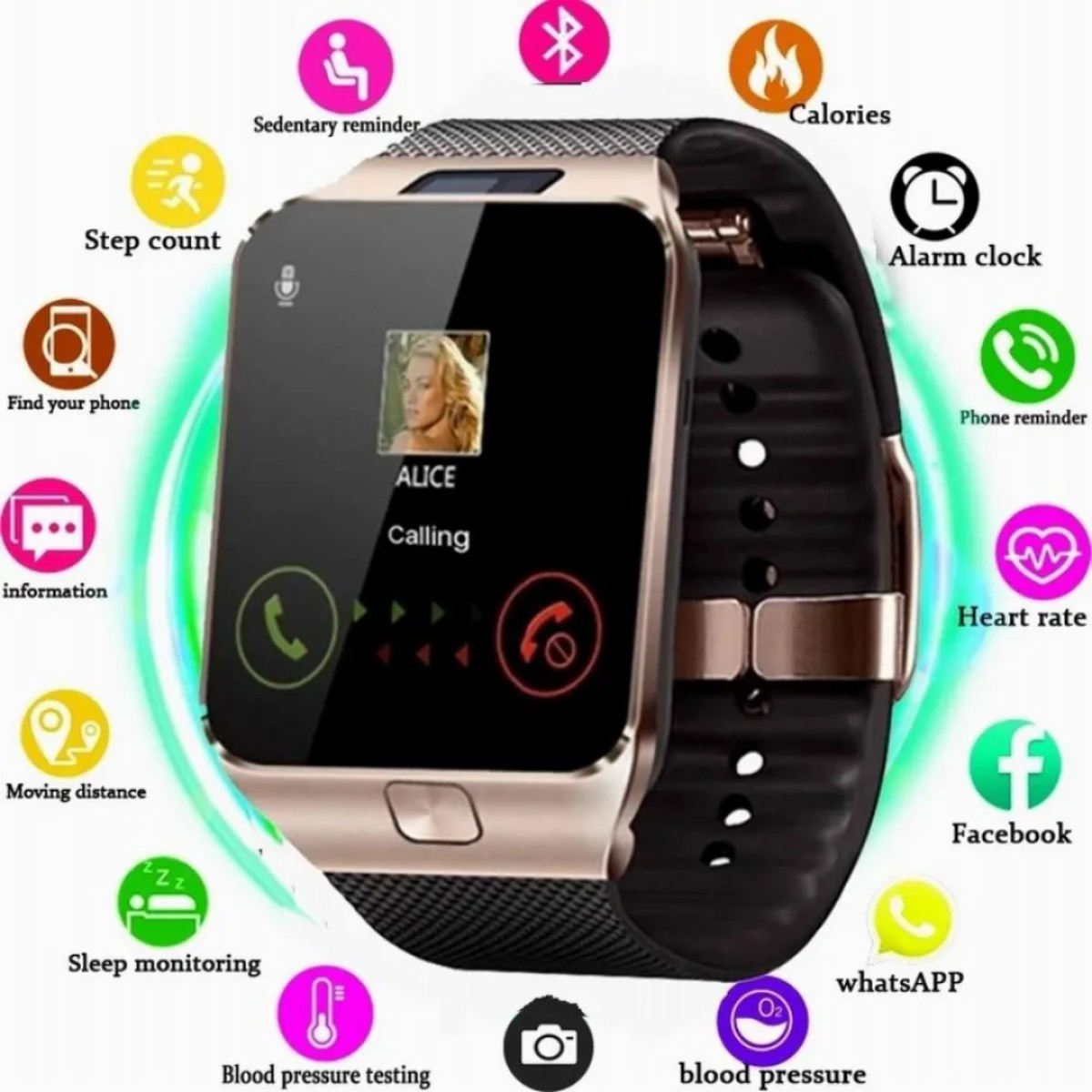 New Smart watch Intelligent Digital Sport Gold Smart Watch DZ09