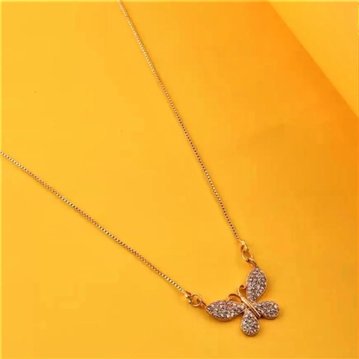 Gold Diamond Butterfly Locket chain for girls