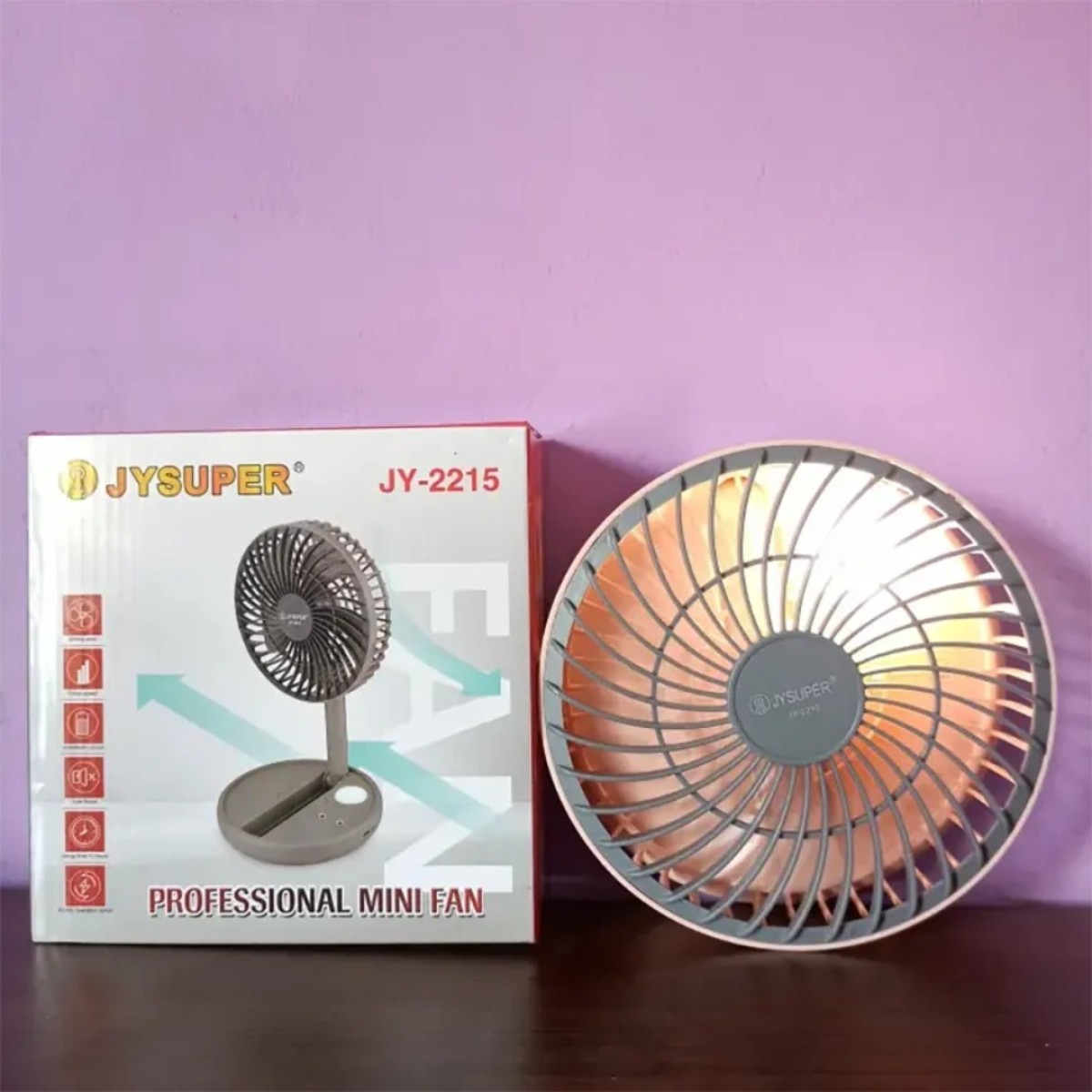 JY-2215 JYSUPER Professional Rechargeable Fan With LED Light