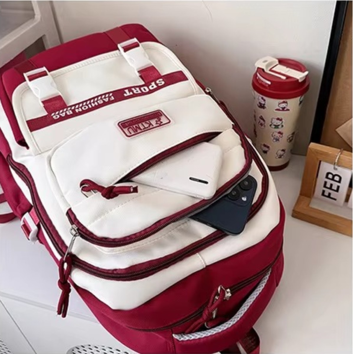 Academy Style School Bag Book Bag Lightweight College Student Backpack(Red)
