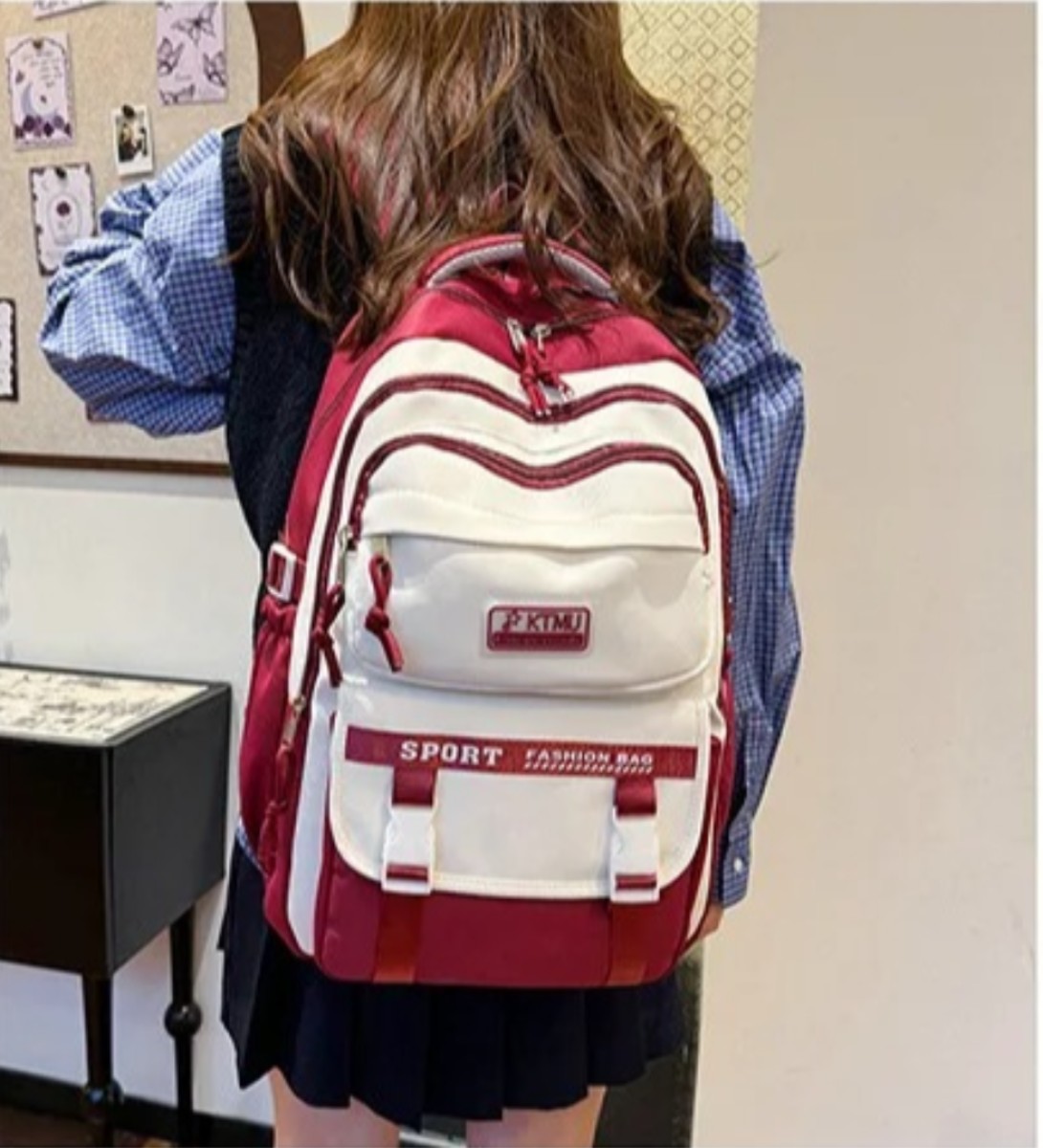 Academy Style School Bag Book Bag Lightweight College Student Backpack(Red)