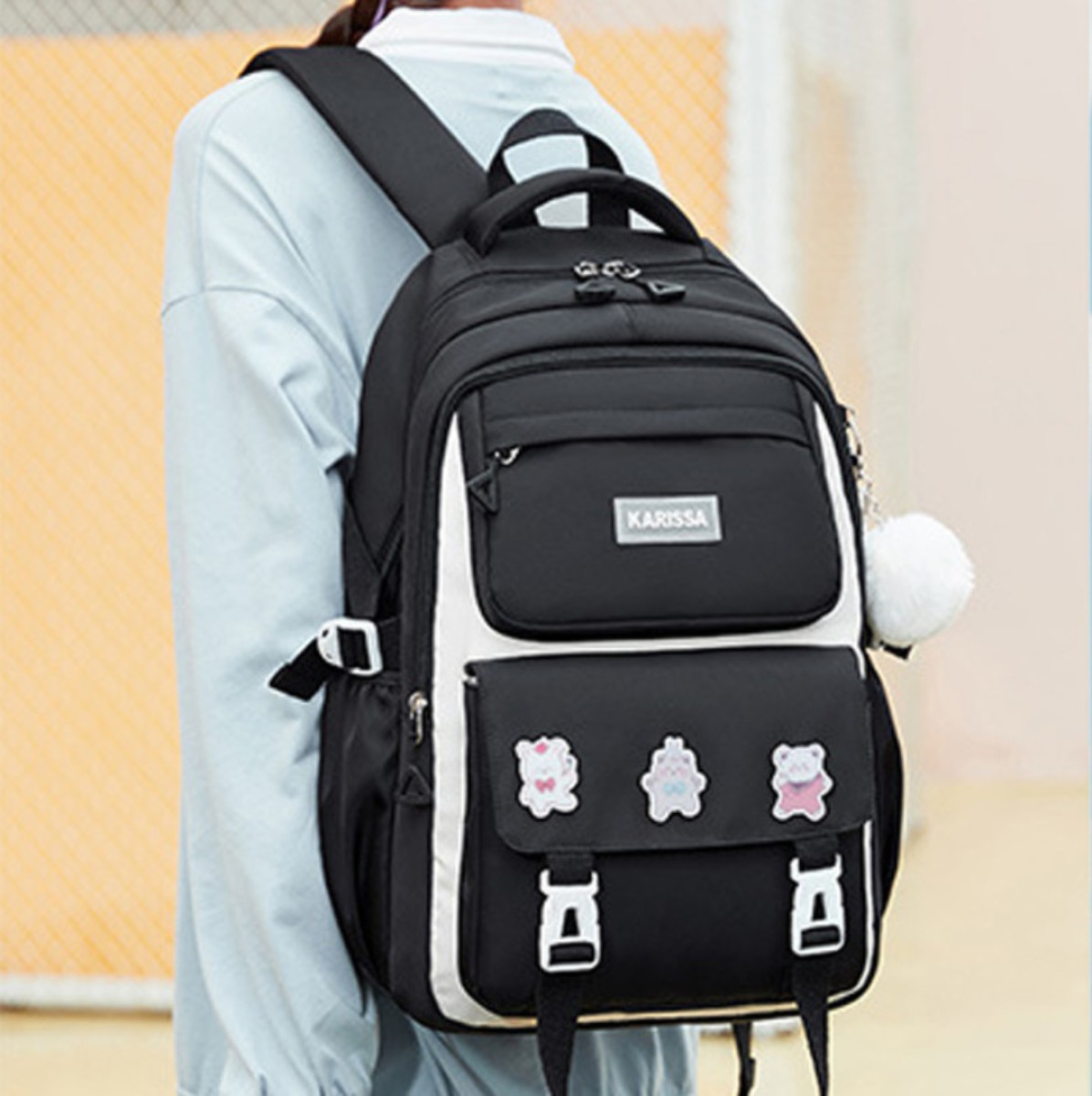 Kids Backpack Waterproof Primary Schoolbag (black)