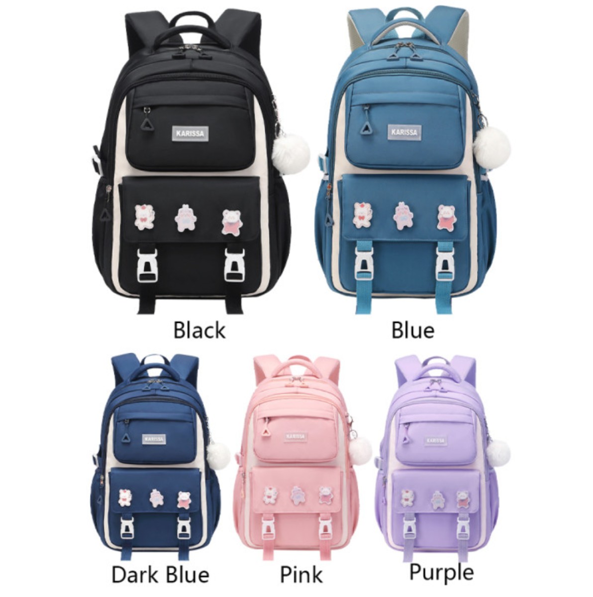 Kids Backpack Waterproof Primary Schoolbag (black)