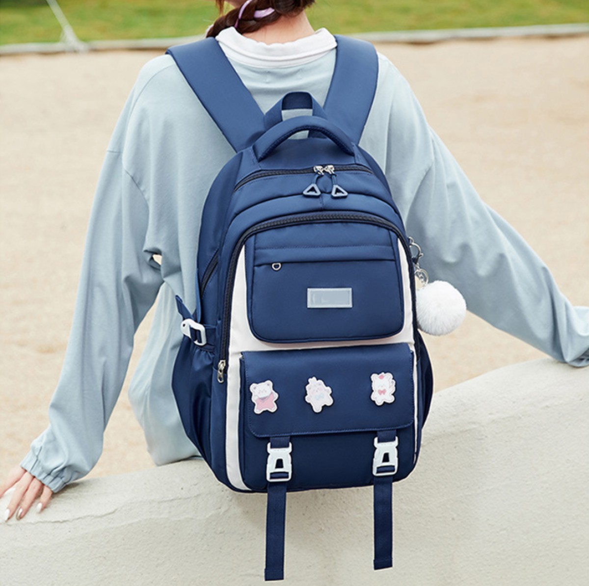 kids-backpack-waterproof-primary-schoolbag-blue